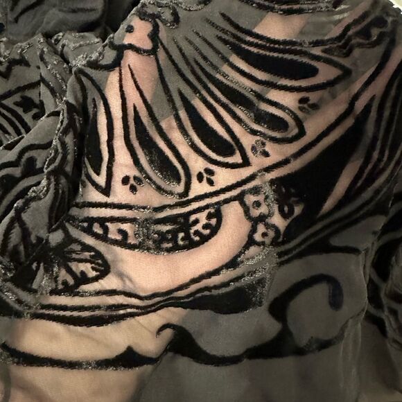 Hale Bob silk, velvet long sleeve top blouses size M in black, NWT - Picture 7 of 7